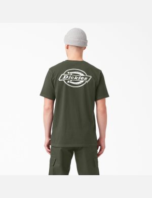 Dickies Back Logo Graphic T-shirts Olivgrün Grün | 594IMTPJE
