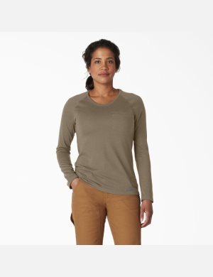 Dickies Cooling T-Shirt Long Sleeve Grün | 943DHAPIK