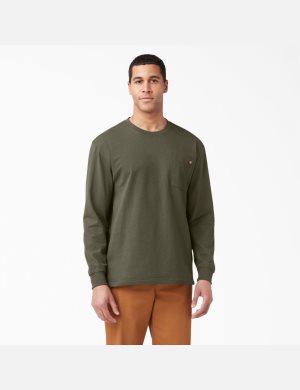 Dickies Heavyweight Crew Neck T-Shirt Long Sleeve Grün | 765DMUJTC