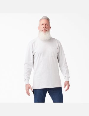 Dickies Heavyweight Crew Neck T-Shirt Long Sleeve Grau | 832BCNRPS