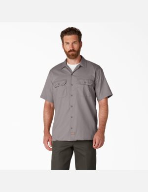 Dickies Kurzes Sleeve Arbeitshemden Silber | 368DABLZY