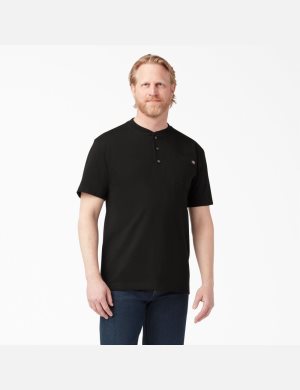 Dickies Kurzes Sleeve Heavyweight Henley T-shirts Schwarz | 218CPIBLW