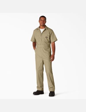 Dickies Kurzes Sleeve Overalls Khaki | 561URGSDY