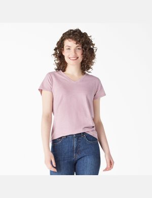 Dickies Kurzes Sleeve V-Neck T-shirts Lila | 134NOMPRZ
