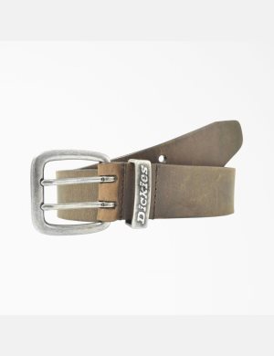 Dickies Leder Double Prong Schnallen Gürtel Braun | 821XPOUMN