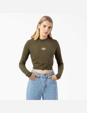 Dickies Maple Valley Long Sleeve Kurz Geschnittene Oberteile Grün | 948KEXBJP