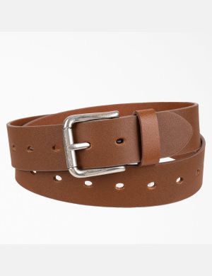 Dickies Perforated Leder Gürtel Dunkelbraun | 604QWZIUJ
