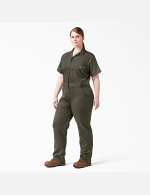 Dickies Plus FLEX Cooling Kurzes Sleeve Overalls Grün | 601GWUQIC