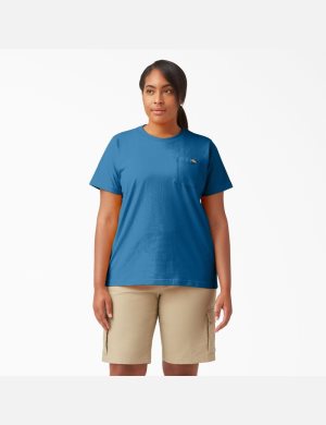 Dickies Plus Heavyweight Kurzes Sleeve T-shirts Blau | 460VFHQNO
