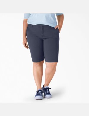 Dickies Plus Perfect Shape Twill Bermuda Kurze Hose Navy | 354JQVTIU