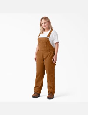 Dickies Plus Relaxed Fit Gerade Leg Bib Overalls Braun | 045PBKIRW