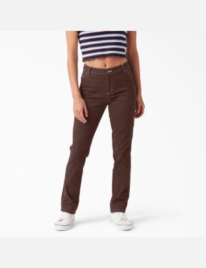 Dickies Roll Hem Carpenter Arbeitshose Schokolade Braun | 150YULWXC